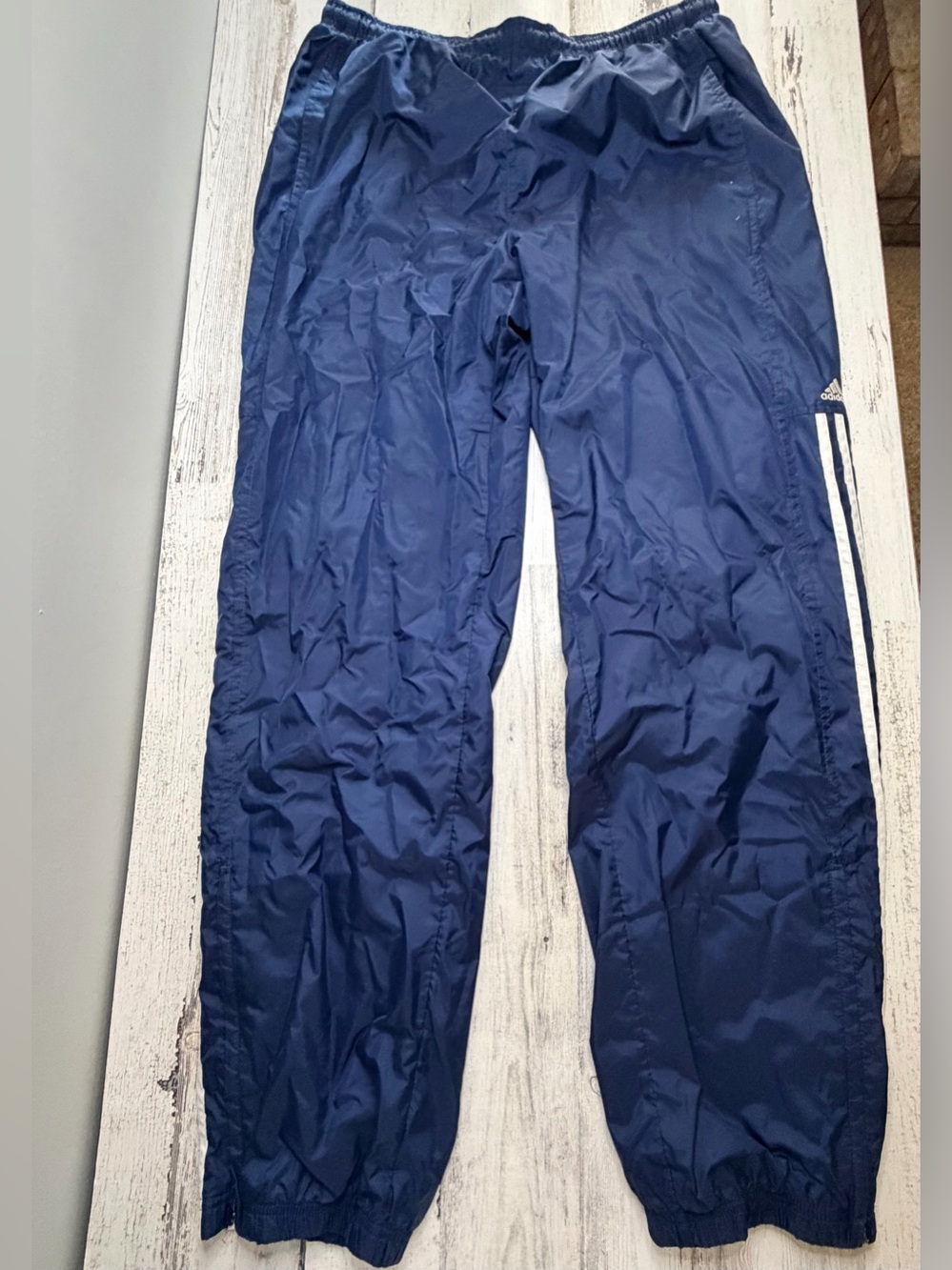 Y2K Adidas 3 Stripe Nylon Track Pants Men’s M Navy 2004